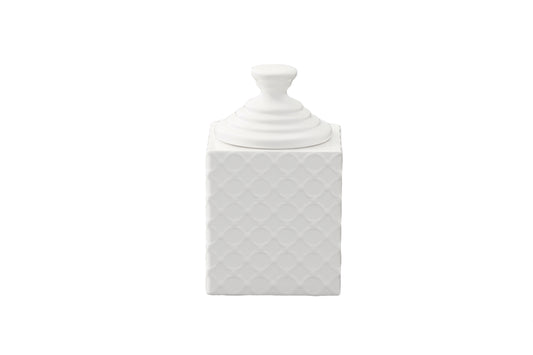 Ceramic Square Canister Gloss Finish White-9.75"H