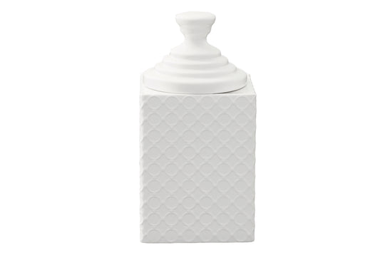 Ceramic Square Canister Gloss Finish White-14.00"H