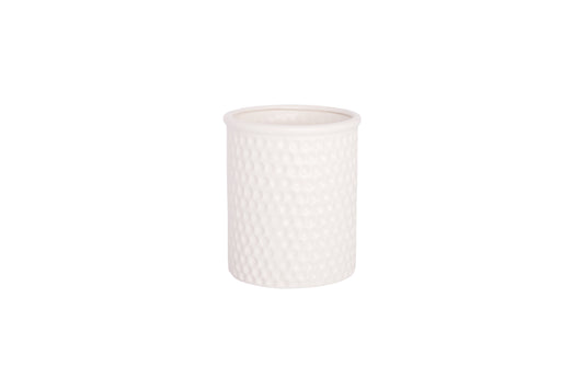 Ceramic Round Jar Smooth Finish White-7.00"H
