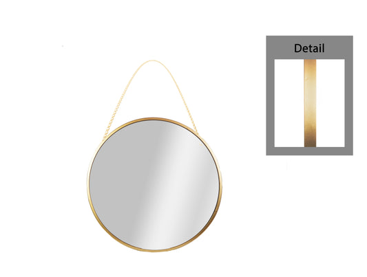 Metal Round Wall Mirror with Top Chain Hanger