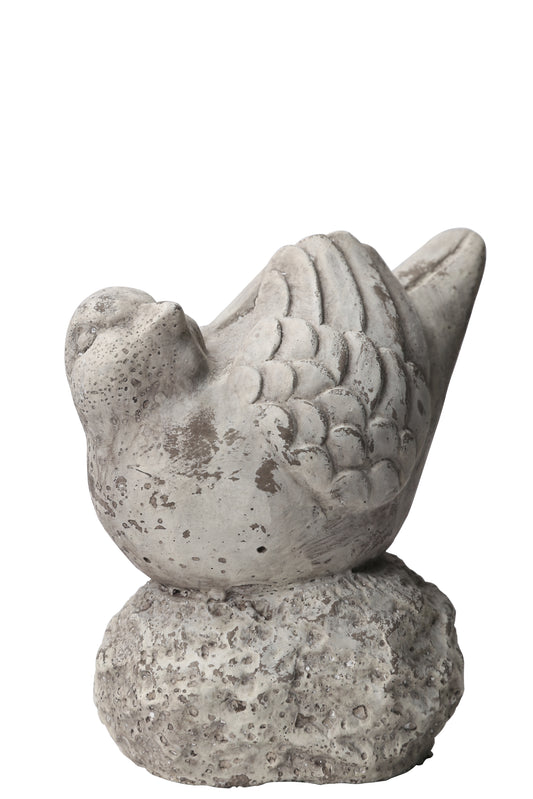 Cement Cardinal Bird Figurine Distressed Finish Gray
