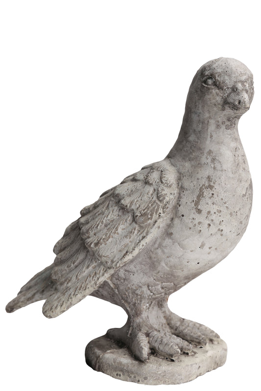 6" Cement Cardinal Standing Bird Figurine on Flat Base
