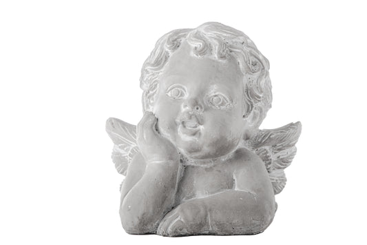 8" Cement Baby Cherubim in Resting Head Position Figurine