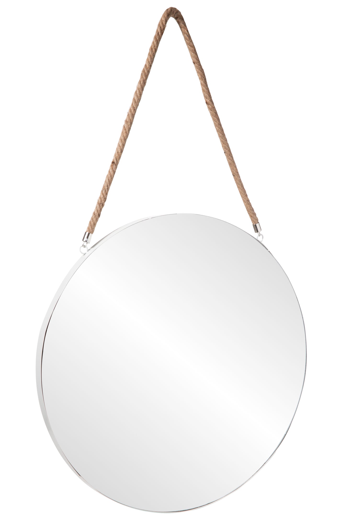Metal Round Wall Mirror Coated Finish White-23.75"H