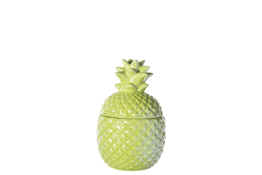 Ceramic Pineapple Canister Gloss Finish Jade Green-7.25"H