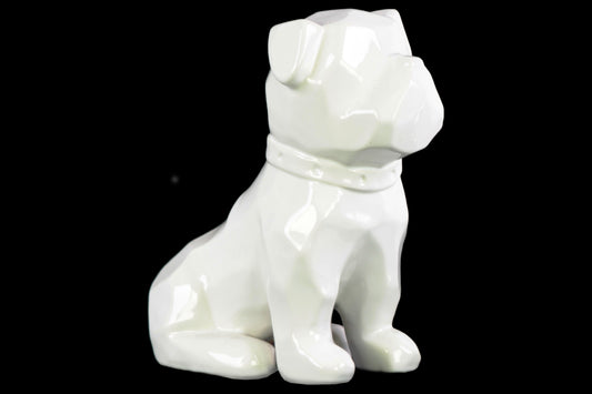 8" Ceramic Geometric Sitting British Bulldog Figurine