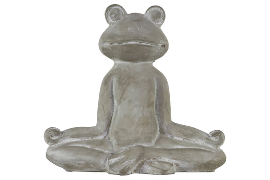 8" Cement Meditating Yoga Frog Figurine