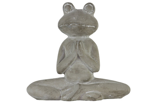 8" Cement Meditating Frog Figurine
