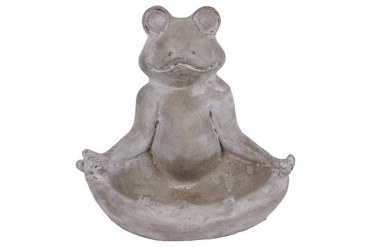 7" Cement Meditating Frog Figurine in Gyan Position