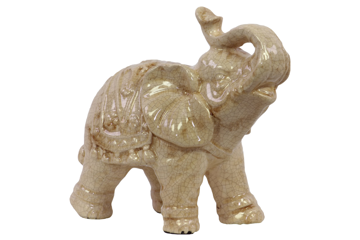 7" Ceramic Trumpeting Standing Elephant Figurine
