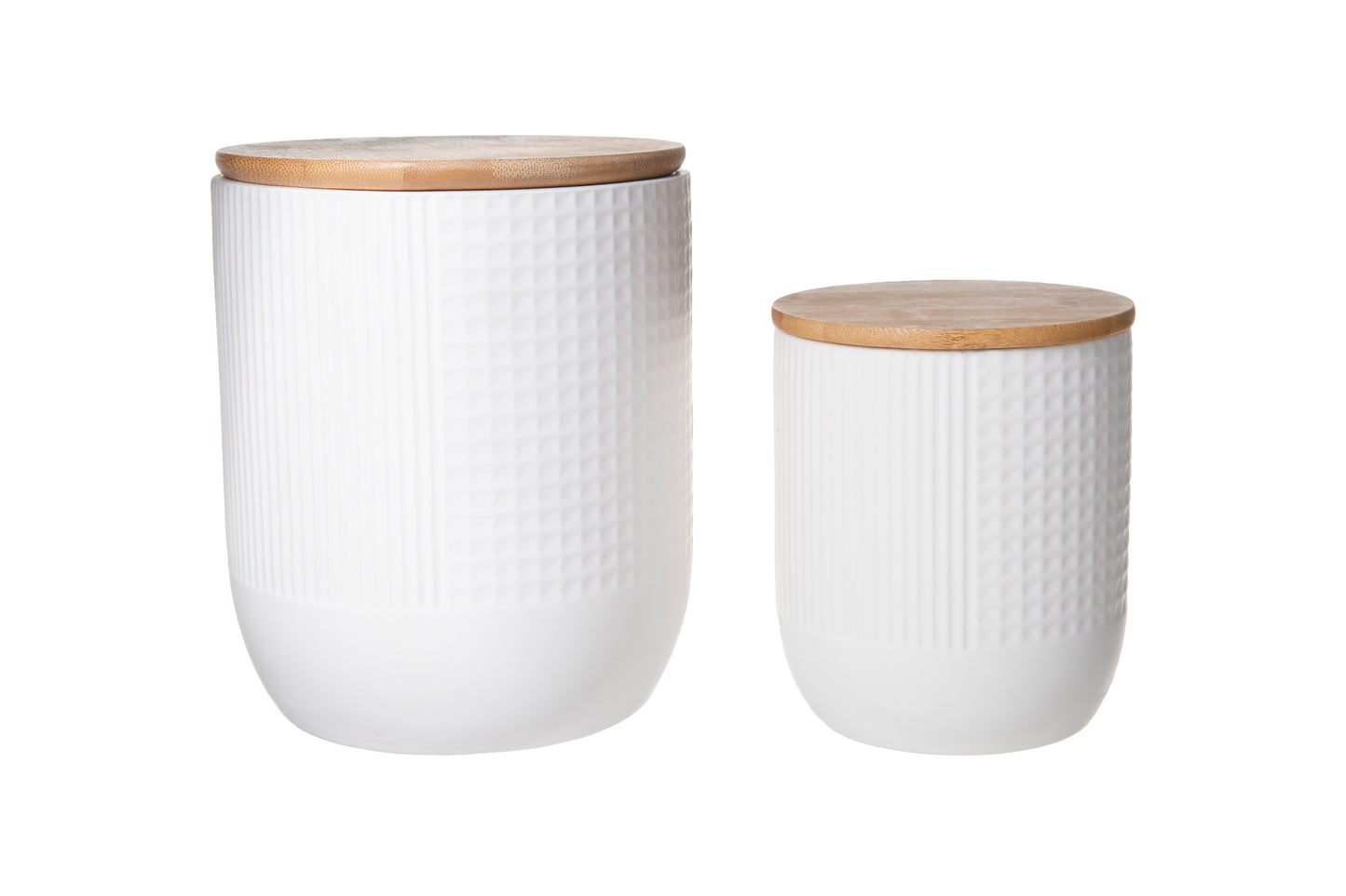Ceramic Canister with Bamboo Lid, Combination Pattern Design