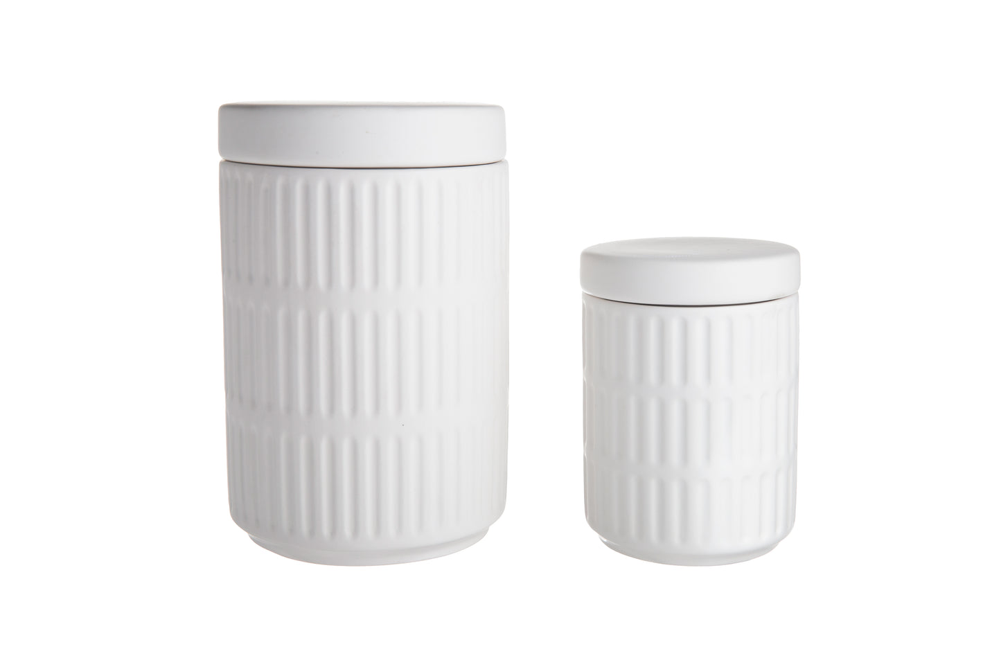 Ceramic Round Canister Matte Finish White-8.00"H