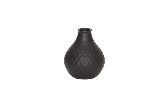 Ceramic Round Bellied Vase Matte Finish Black-6.50"H