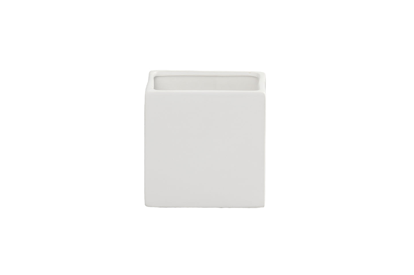 Ceramic Square Pot Matte Finish White-4.00"H