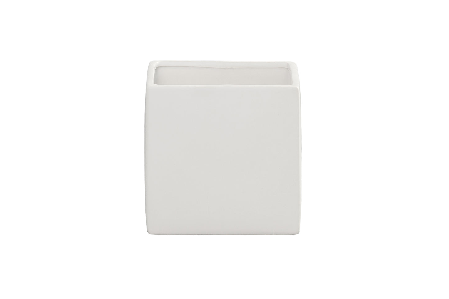 Ceramic Square Pot Matte Finish White-4.00"H