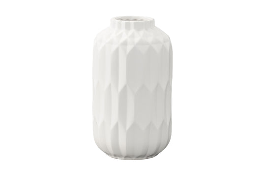 Ceramic Round Vase Matte Finish White-11.25"H