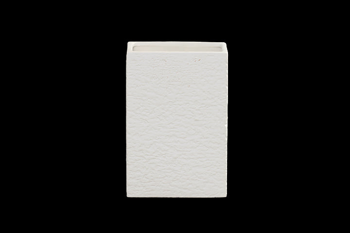 Ceramic Rectangle Vase Matte Finish White-12.00"H