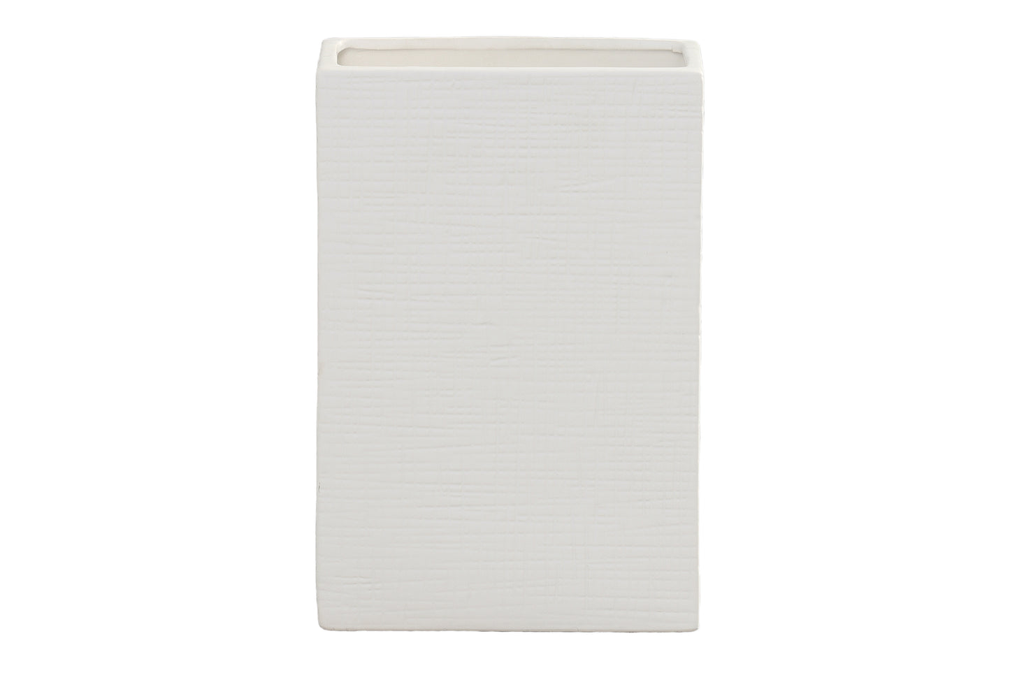 Ceramic Rectangle Vase Matte Finish White-12.00"H