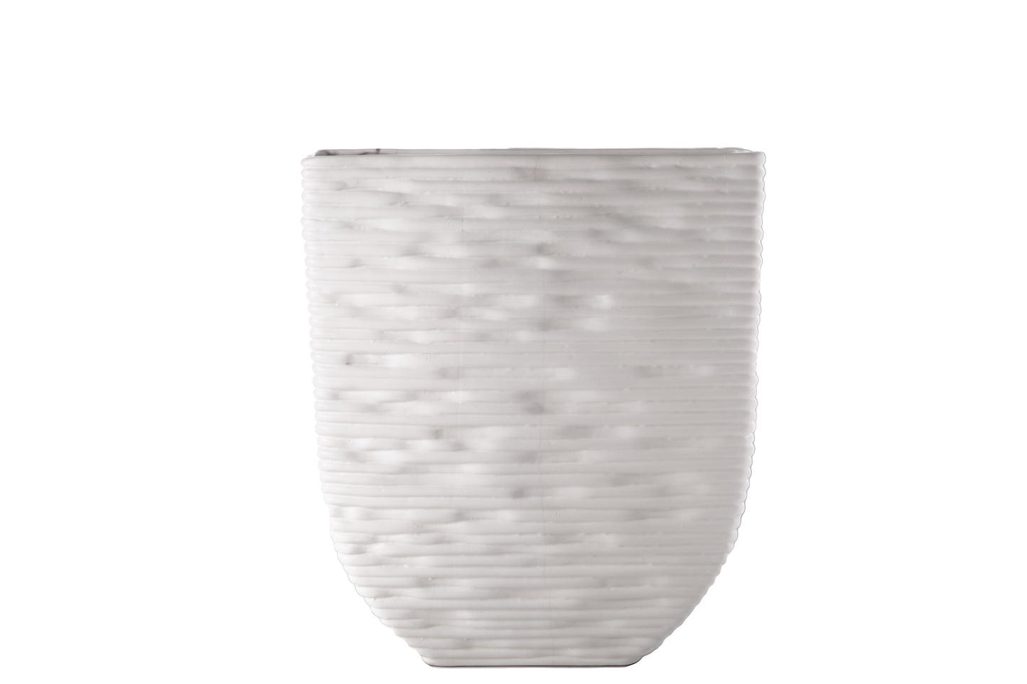 Ceramic Rectangle Vase Matte Finish White-14.50"H