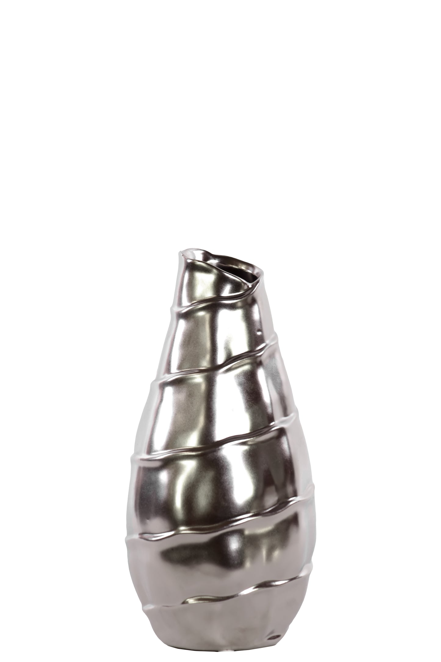 Ceramic Vase Polished Chrome Finish Silver 15.75"H