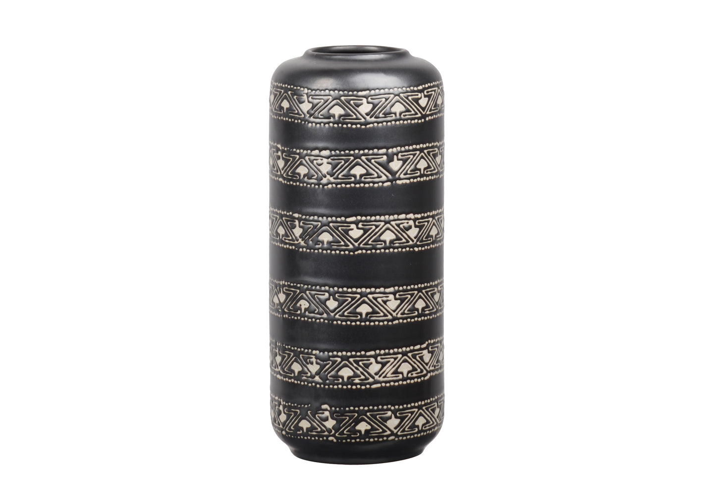 Handcrafted Geometric Black Ceramic Vase