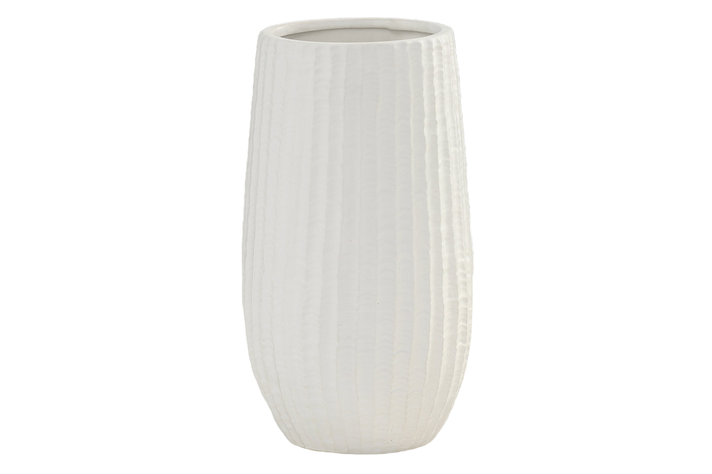 Ceramic Round Vase Matte Finish White-15.00"H