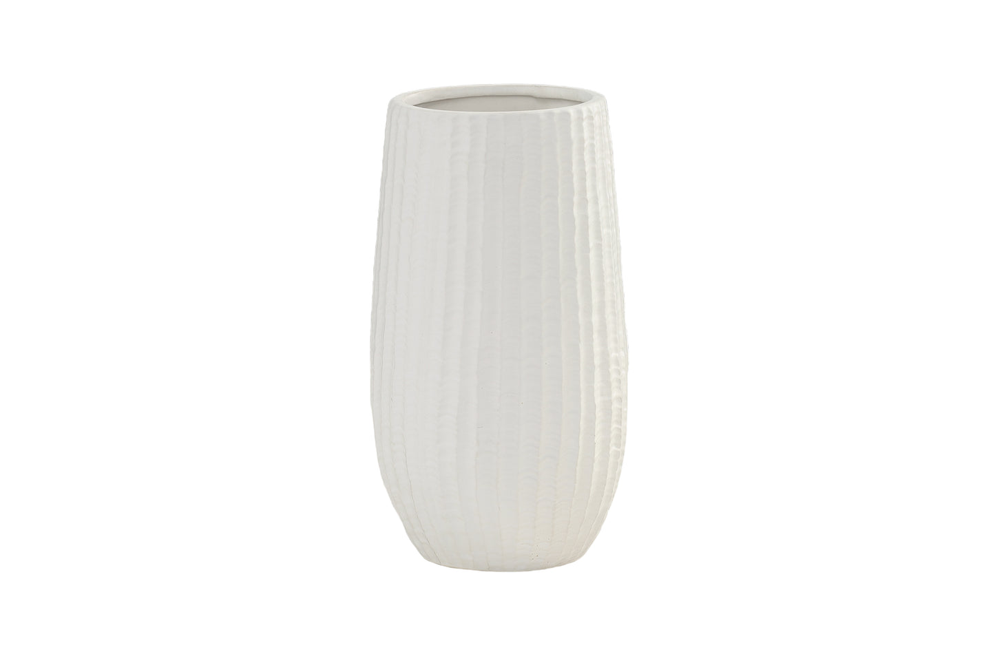 Ceramic Round Vase Matte Finish White-15.00"H