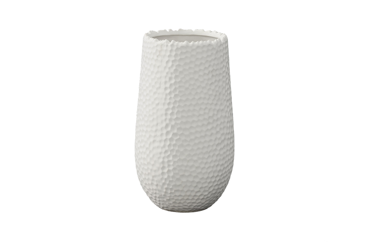 Ceramic Round Vase Matte Finish White-15.00"H