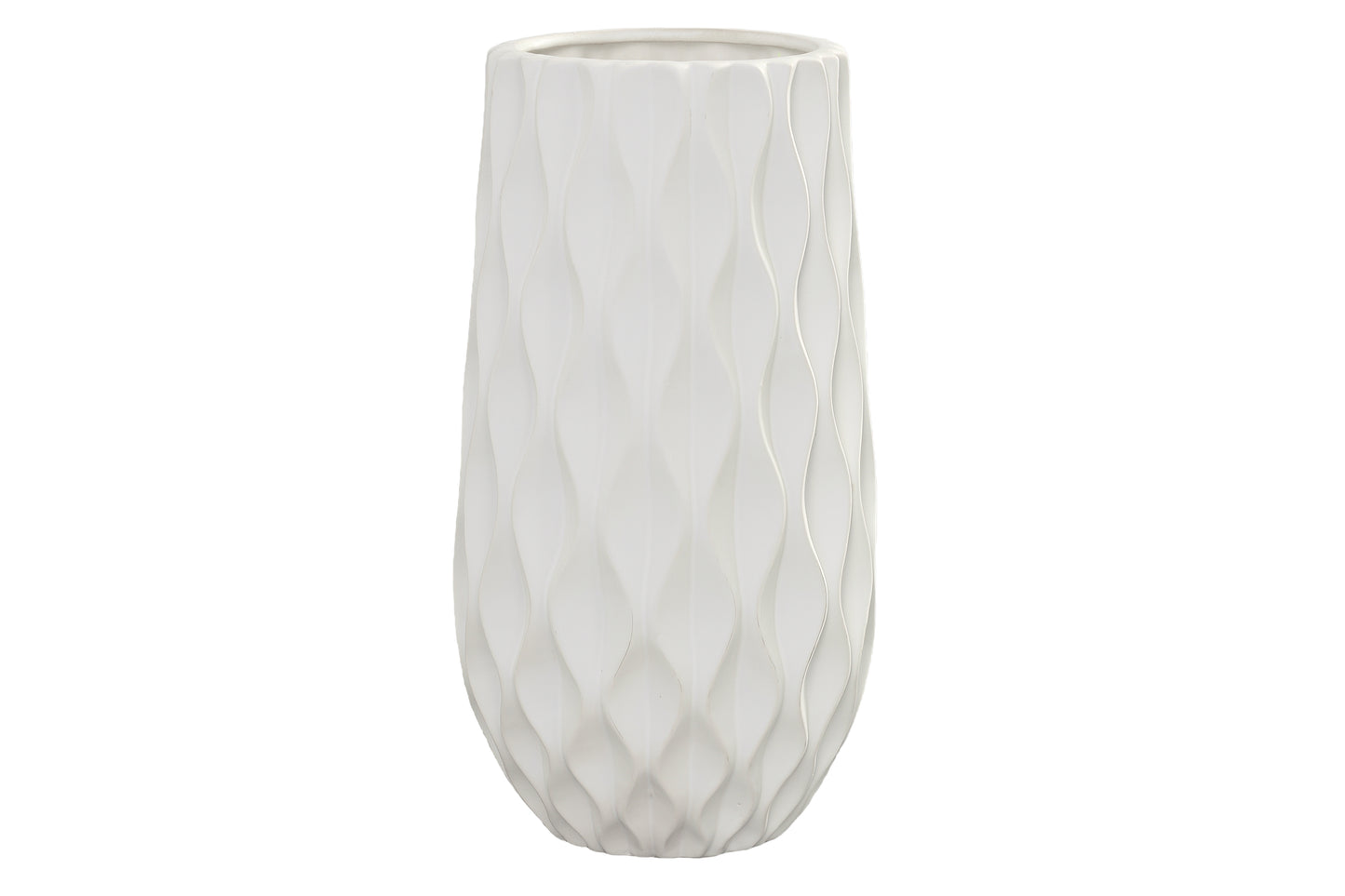 Ceramic Round Vase Matte Finish White-15.00"H