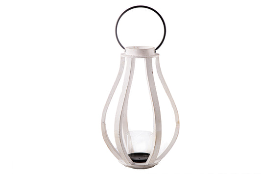 Wood Round Bellied Lantern Natural Finish Brown-18.00"H