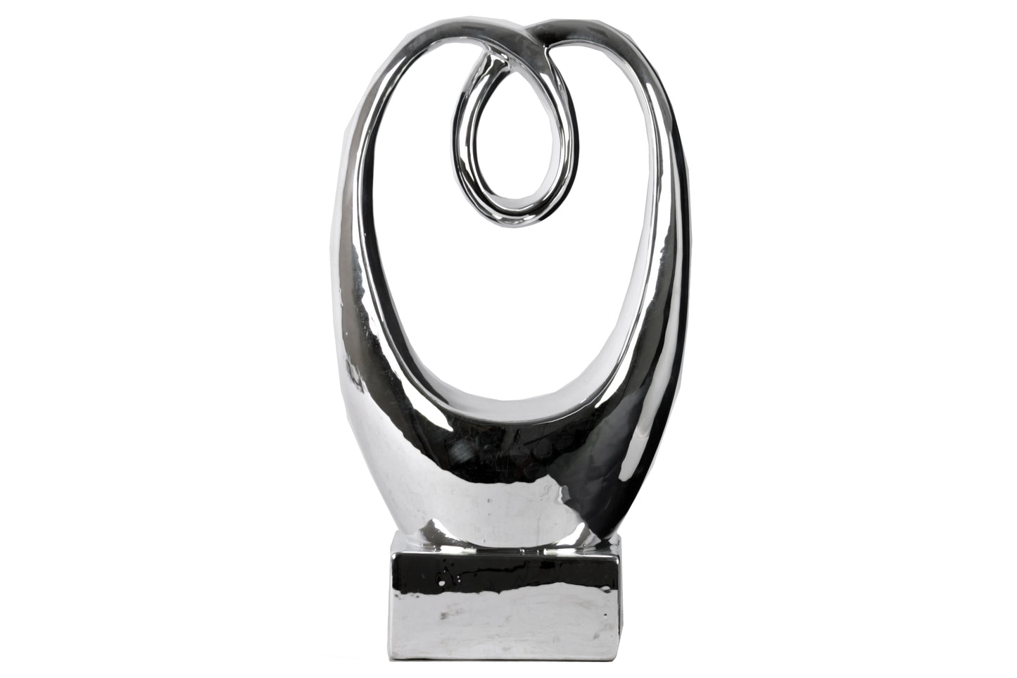 Ceramic Sculpture Polished Chrome Finish Silver 12.5"H