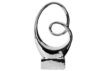 Ceramic Sculpture Polished Chrome Finish Silver 13.25"H