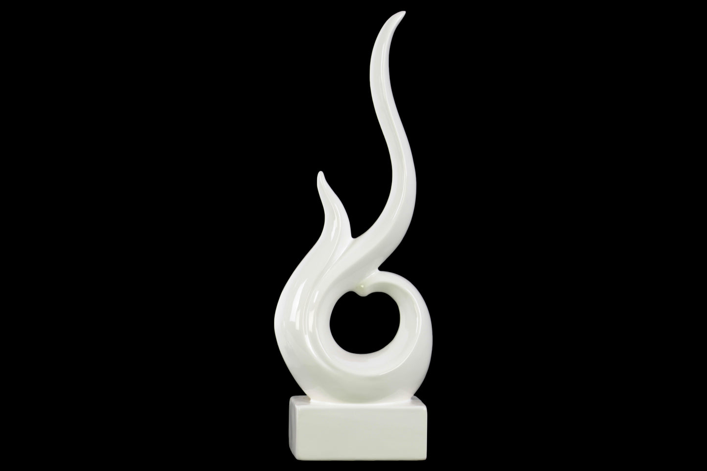 15" Ceramic Swirl Abstract Sculpture on Rectangular Base Gloss Finish