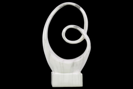 Ceramic Sculpture Polished Chrome Finish White 13.25"H