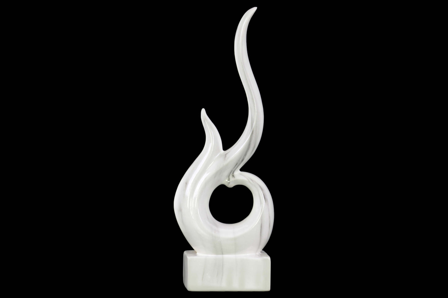 Ceramic Sculpture Polished Chrome Finish White 16.25"H