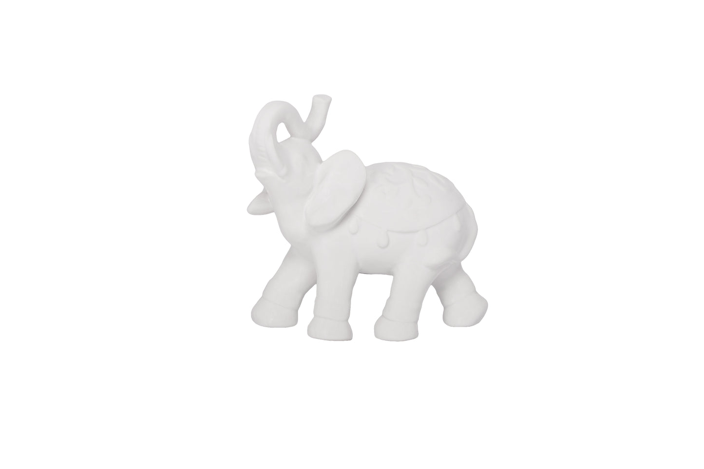 Ceramic Standing Elephant Figurine Gloss Finish White-7.00"H