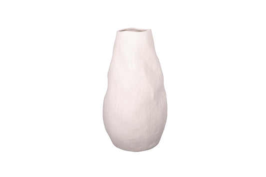 Ceramic Round Bellied Vase Matte Finish White-12.00"H