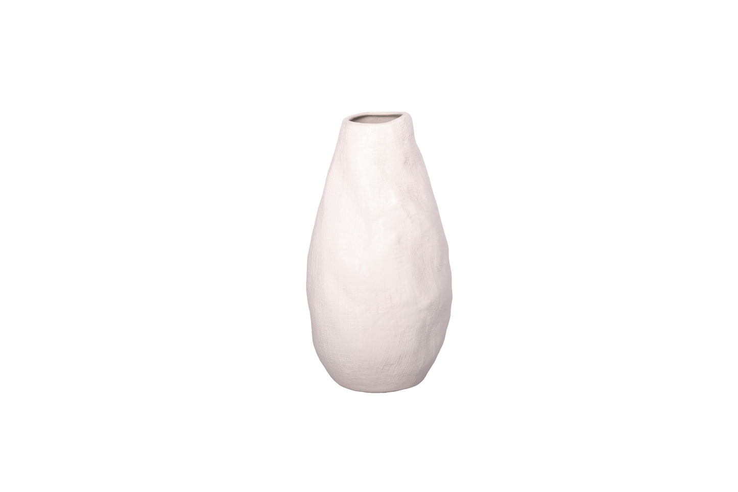 Ceramic Round Bellied Vase with Irregular Lip and Layered Design