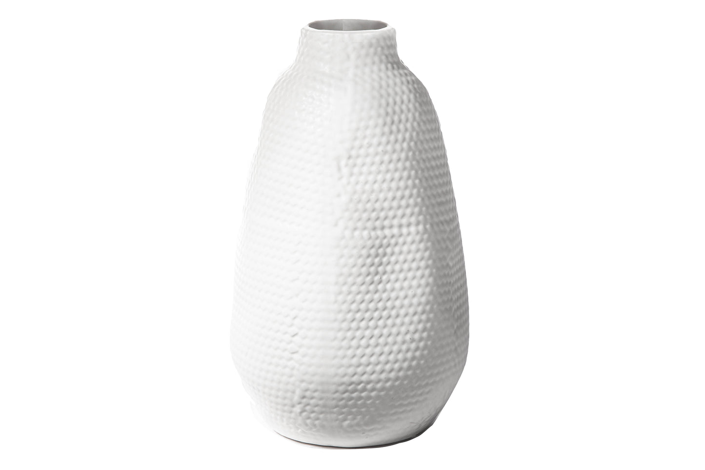 Ceramic Tall Round Bellied Vase Matte Finish White-10.00"H