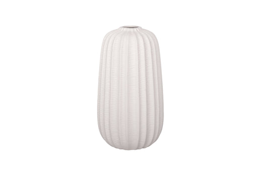 Ceramic Round Vase Matte Finish White-10.50"H