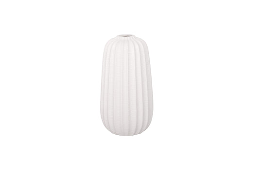 Ceramic Round Vase Matte Finish White-10.50"H