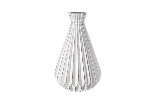 Ceramic Round Bellied Vase Matte Finish White-9.00"H