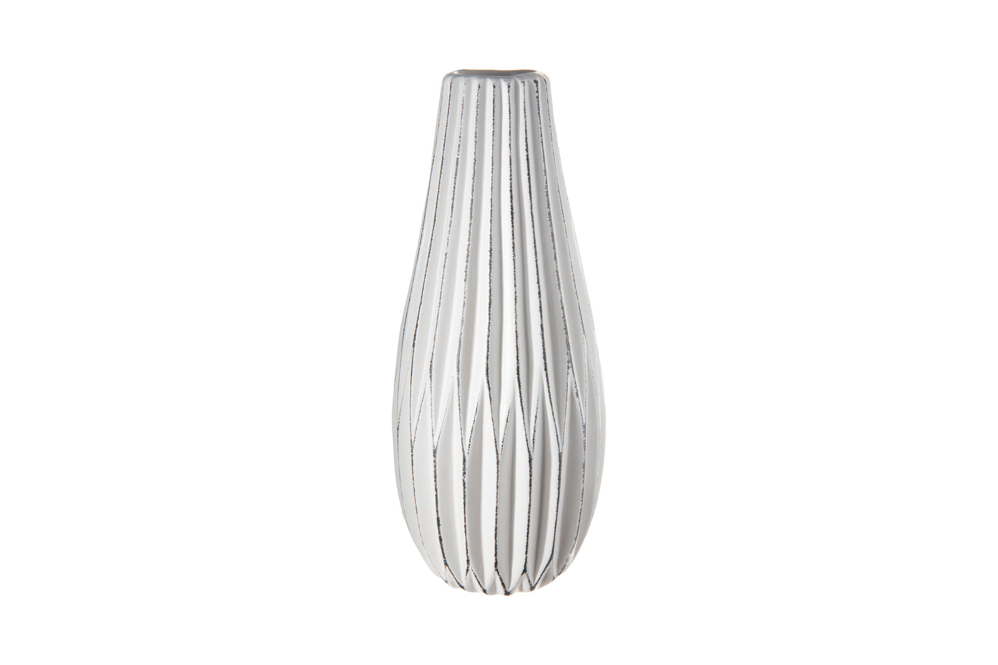 Ceramic Round Bellied Vase Matte Finish White-9.50"H