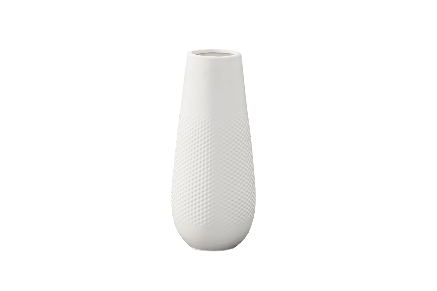 Ceramic Round Bellied Vase Matte Finish White-12.00"H