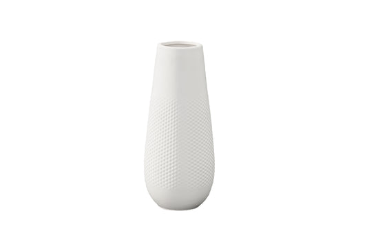 Ceramic Round Bellied Vase Matte Finish White-12.00"H