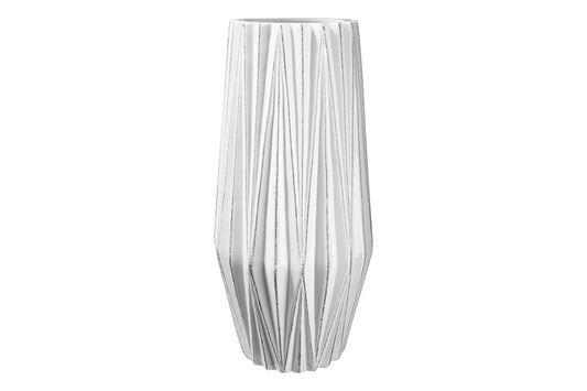 Ceramic Round Vase Gloss Finish White-12.50"H