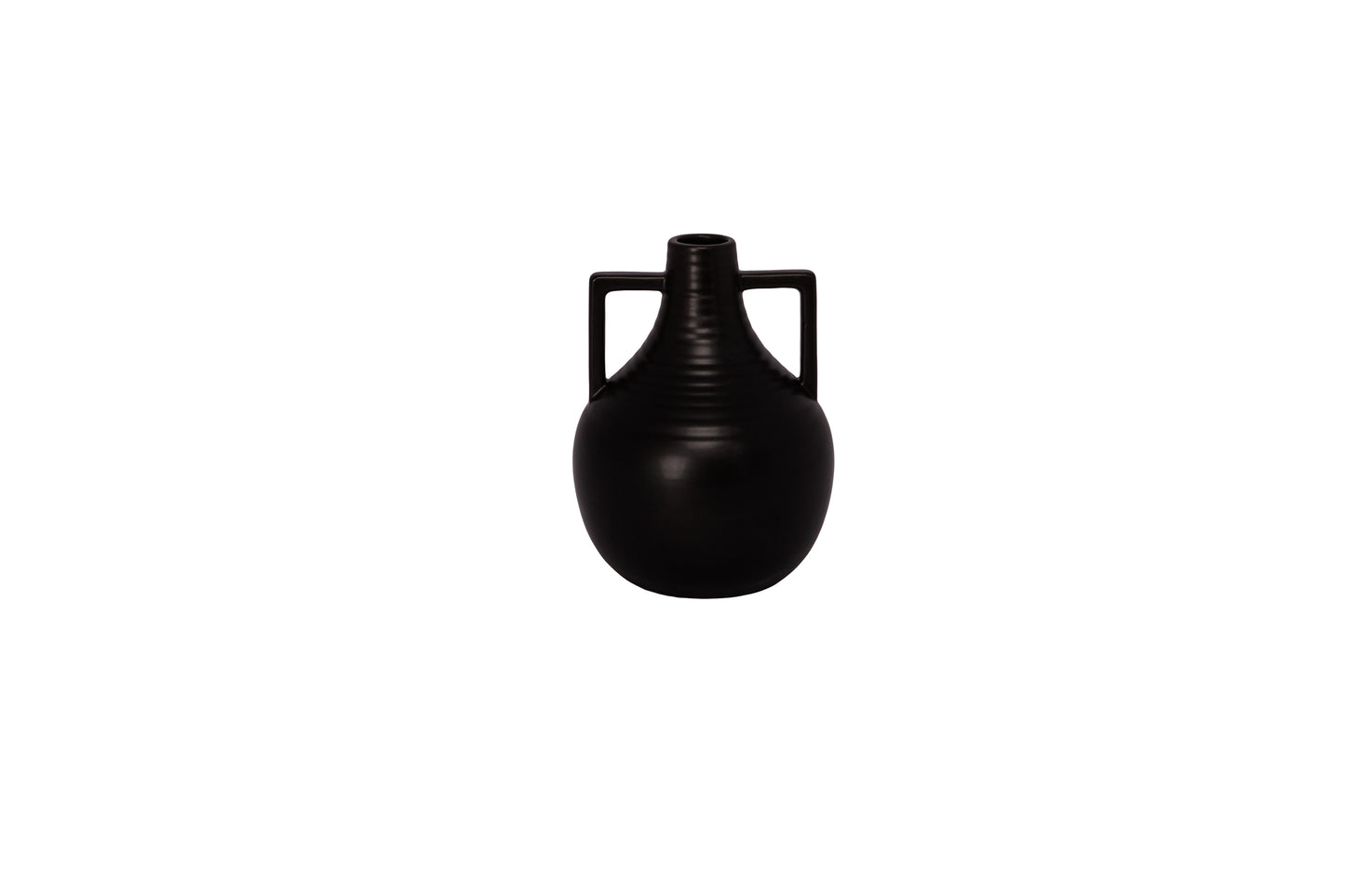 Ceramic Vase Sandstone Matte Finish Black-6.25"H -277