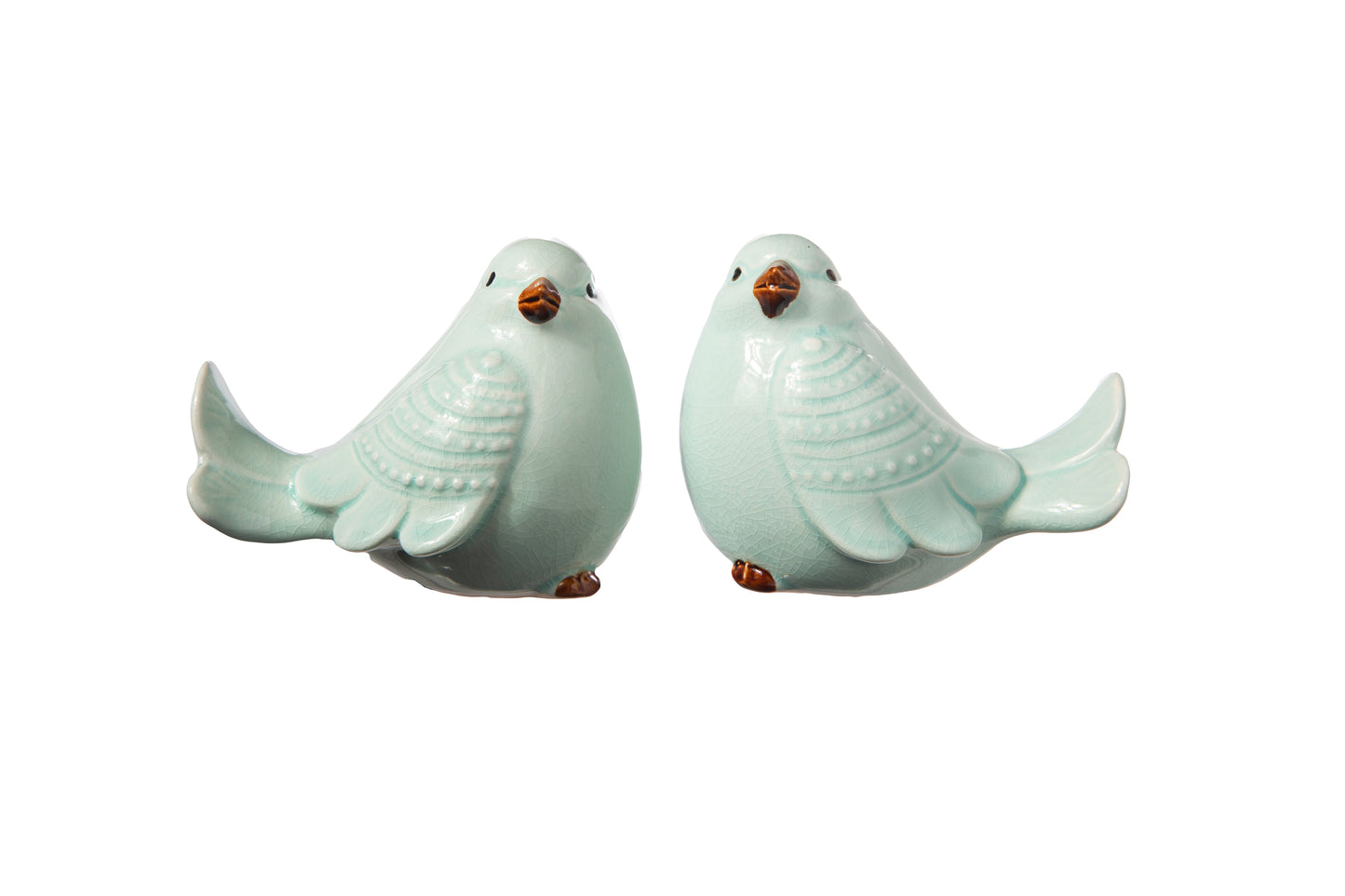 Ceramic Standing Cardinal Bird Figurine Gloss Finish Light Blue-5.50"H