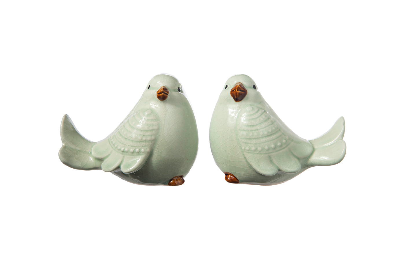 Ceramic Standing Cardinal Bird Figurine Gloss Finish Light Blue-5.50"H