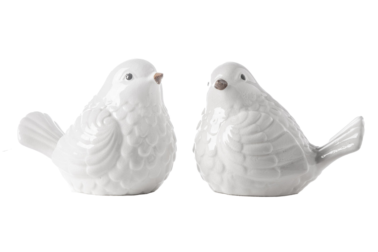 Porcelain Sitting Bird Figurine Gloss Finish Light Blue-6.00"H